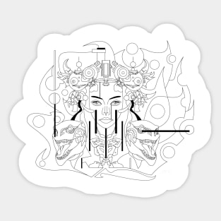 paninaro metal madness in ecopop abstract woman kaiju arts Sticker